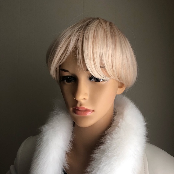 NWT 6-8” Pale blonde pixie warm dimension wig mens womens bangs unisex short - Picture 4 of 16